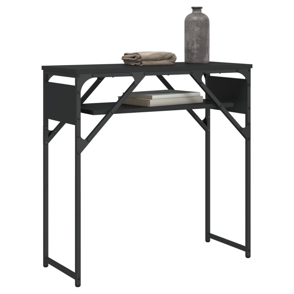 vidaXL Console Table with Shelf Black 75x30x75cm Engineered Wood