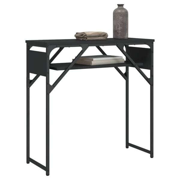vidaXL Console Table with Shelf Black 75x30x75cm Engineered Wood