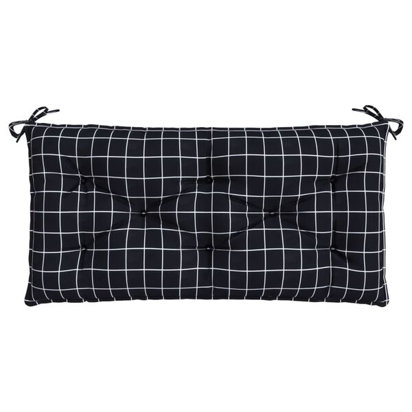 vidaXL Garden Bench Cushion Black Check Pattern 100x50x7cm Oxford Fabric