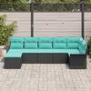 vidaXL Garden Sofa Set with Storage 7 pcs Black Poly Rattan