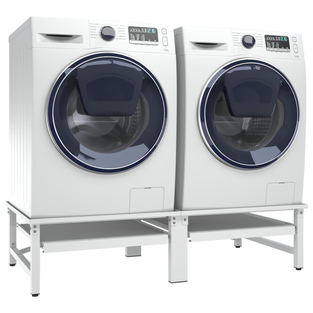 vidaXL Washing and Drying Machine Pedestal with Pull-out Shelves White