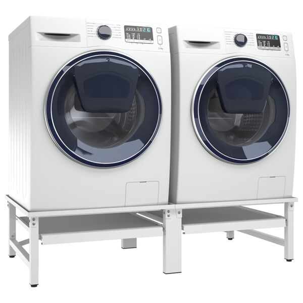 vidaXL Washing and Drying Machine Pedestal with Pull-out Shelves White