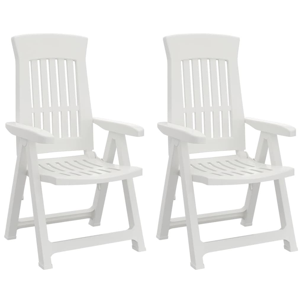 vidaXL Garden Reclining Chairs 2 pcs White PP