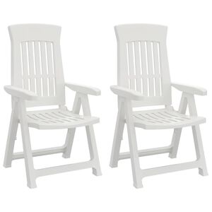 vidaXL Garden Reclining Chairs 2 pcs White PP