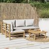 vidaXL 5 Piece Garden Lounge Set with Light Grey Cushions Bamboo