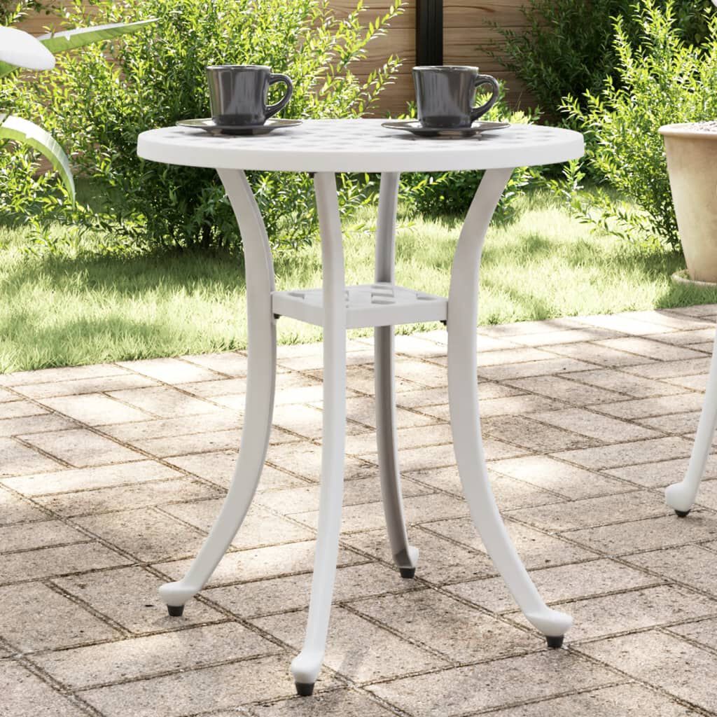 vidaXL Garden Table White Ø48x53 cm Cast Aluminium