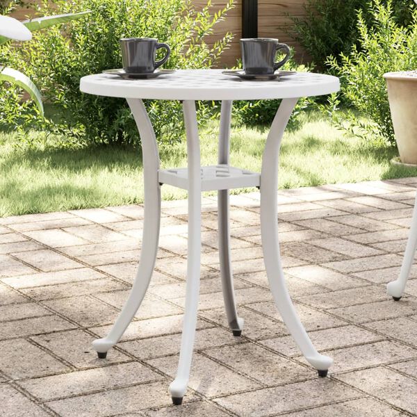 vidaXL Garden Table White Ø48x53 cm Cast Aluminium