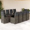 vidaXL 11 Piece Garden Bistro Set with Cushions Grey Poly Rattan