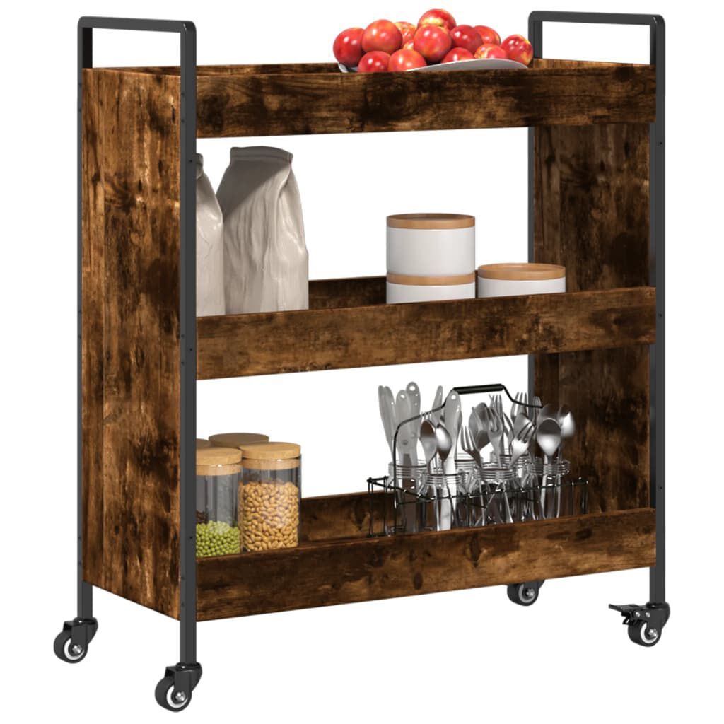 vidaXL Kitchen Trolley Smoked Oak 70x30x82 cm Engineered Wood