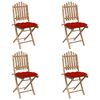 vidaXL 5 Piece Folding Outdoor Dining Set with Cushions Bamboo