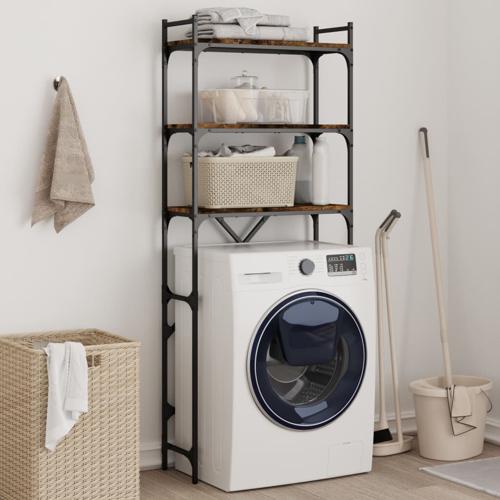 vidaXL Washing Machine Shelf Smoked Oak 67x25x163 cm Engineered Wood
