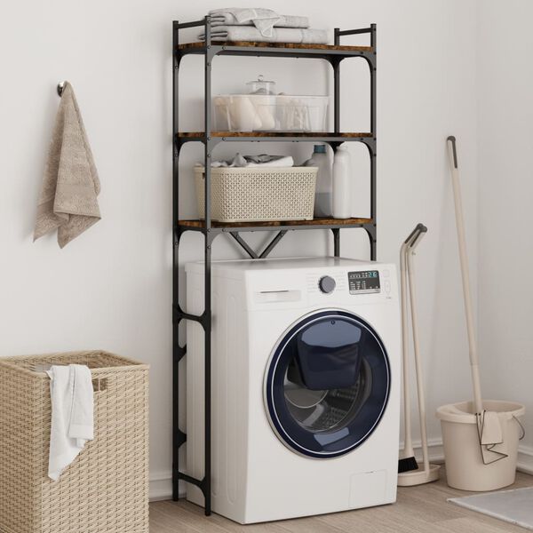 vidaXL Washing Machine Shelf Smoked Oak 67x25x163 cm Engineered Wood