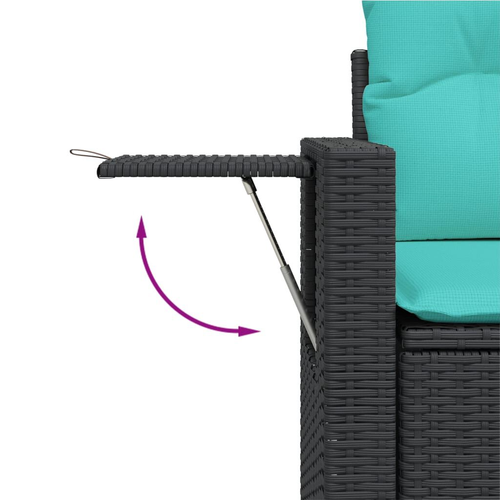 vidaXL 6 Piece Garden Sofa Set with Cushions Black Poly Rattan