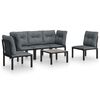 vidaXL 6 Piece Garden Lounge Set Black and Grey Poly Rattan