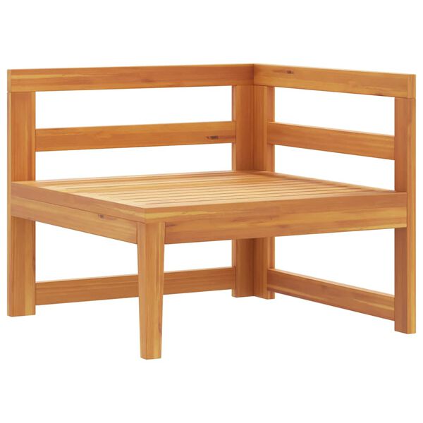 vidaXL Corner Sofa with Dark Grey Cushions Solid Acacia Wood