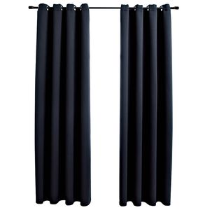 vidaXL Blackout Curtains with Rings 2 pcs Black 137x213 cm Fabric