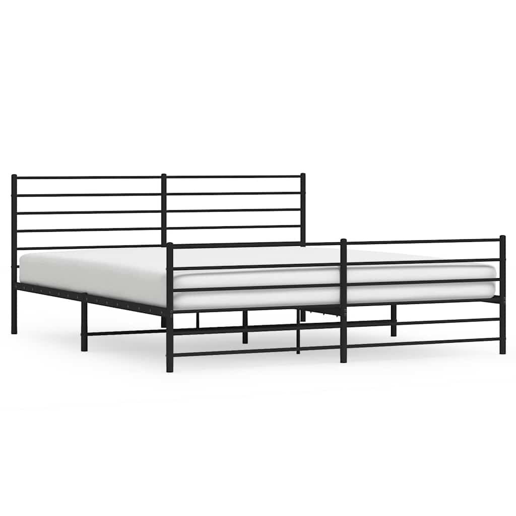 vidaXL Metal Bed Frame without Mattress with Footboard Black 183x213cm
