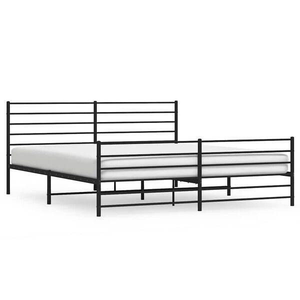 vidaXL Metal Bed Frame without Mattress with Footboard Black 183x213cm