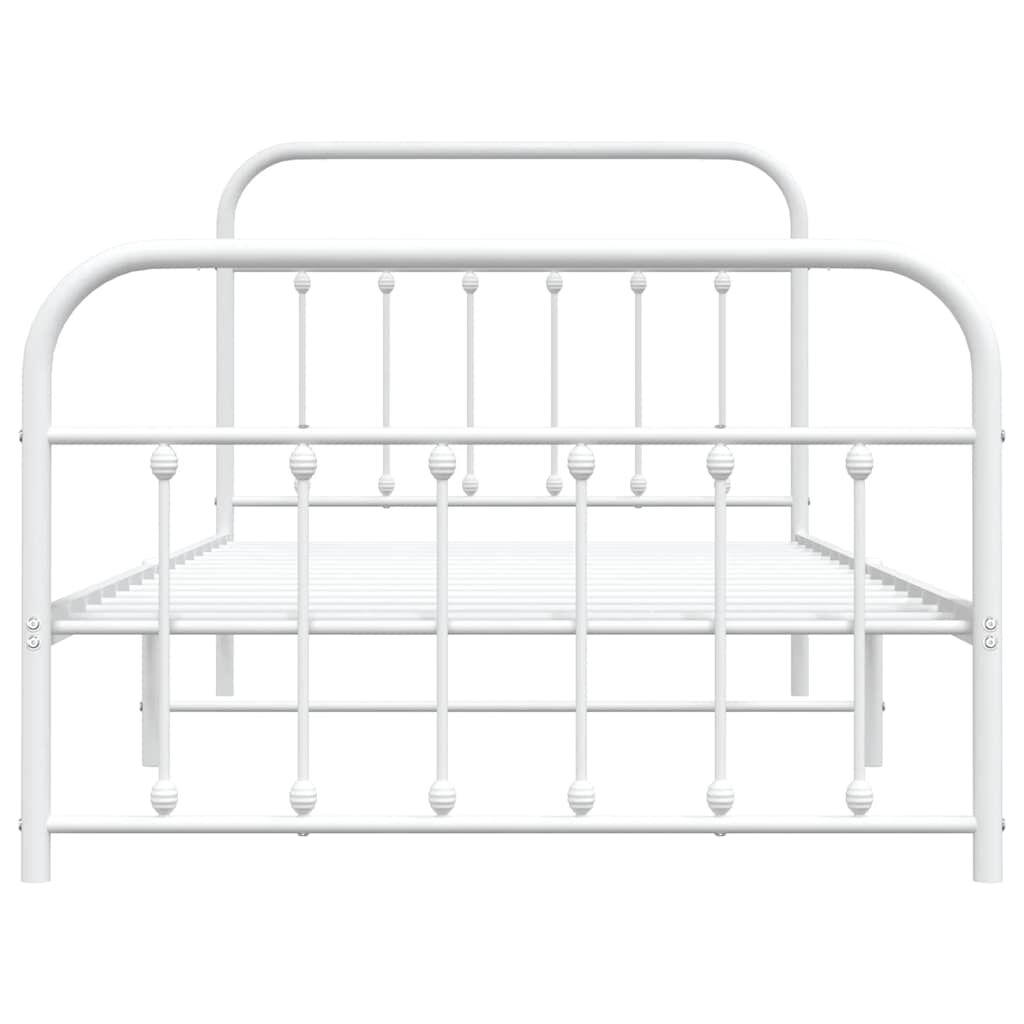 vidaXL Metal Bed Frame without Mattress with Footboard White 100x200cm