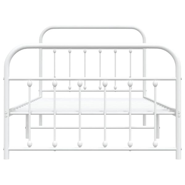 vidaXL Metal Bed Frame without Mattress with Footboard White 100x200cm