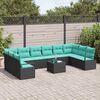 vidaXL Garden Sofa Set 11 pcs Black and Turquoise Poly Rattan