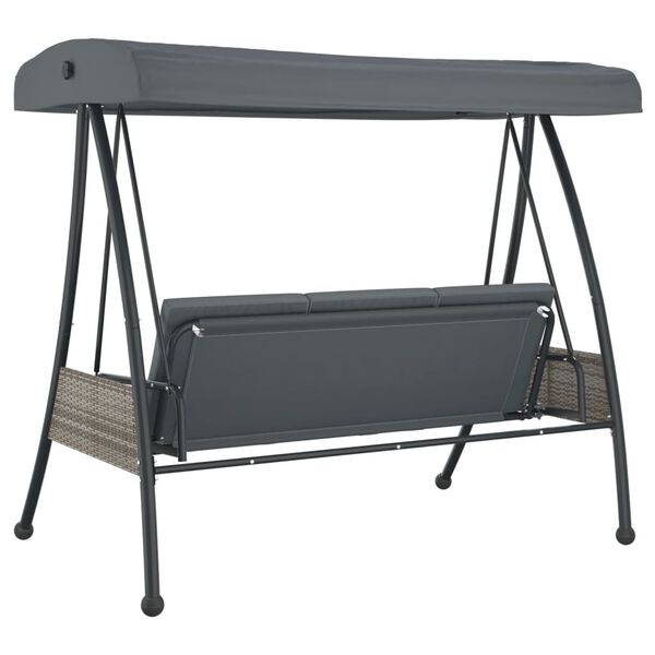 vidaXL Garden Swing Bench with Adjustable Canopy Dark Grey Steel