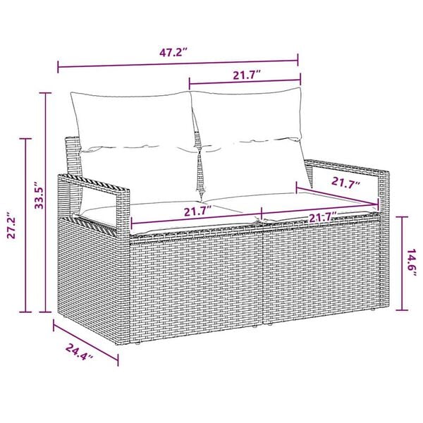 vidaXL Garden Sofa Set with Cushion 9 pcs Black Poly rattan