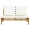 vidaXL Garden Bench with Cream White Cushions Bamboo