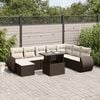 vidaXL 9 Piece Garden Sofa Set with Cushions Brown Poly Rattan