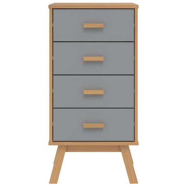 vidaXL Bedside Cabinet OLDEN Grey and Brown Solid Wood Pine