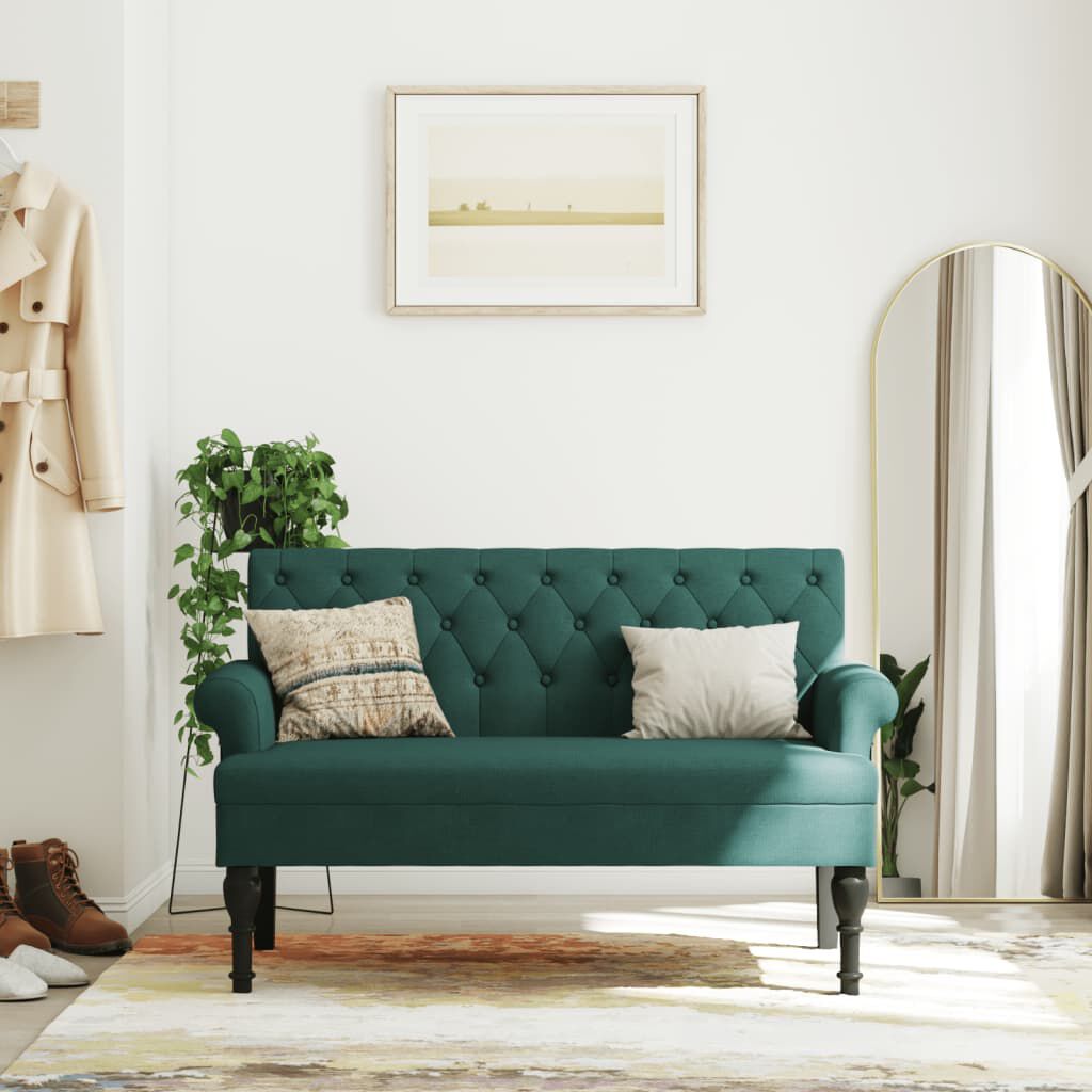 vidaXL Bench with Backrest Dark Green 120x62x75.5 cm Fabric