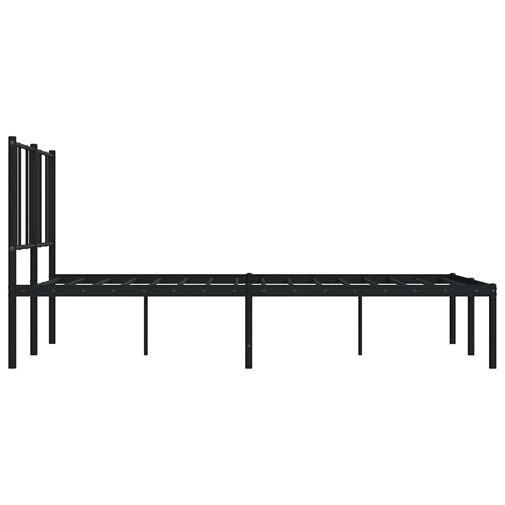 vidaXL Metal Bed Frame without Mattress with Headboard Black 150x200cm