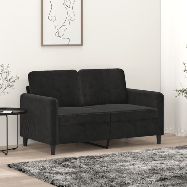 vidaXL 2-Seater Sofa Black 120 cm Velvet