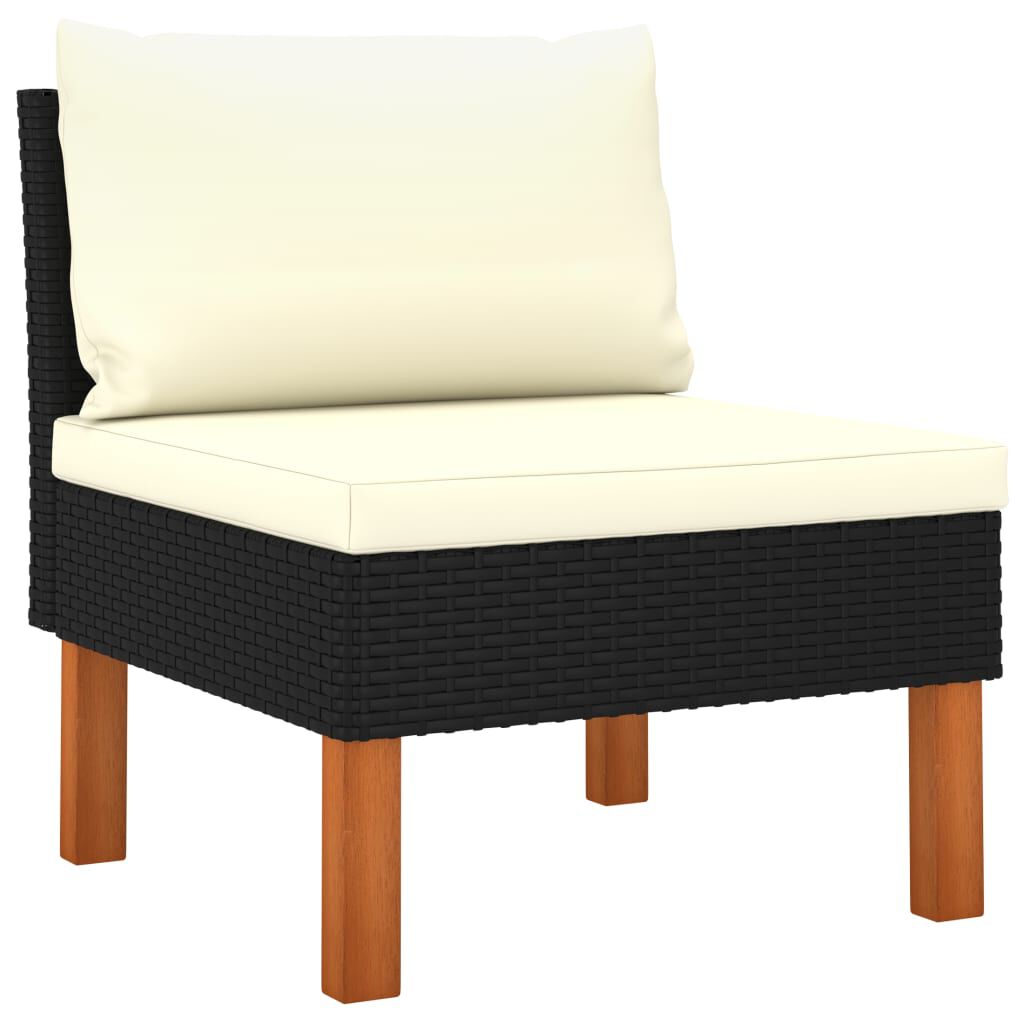 vidaXL 9 Piece Garden Lounge Set with Cushions Poly Rattan Black