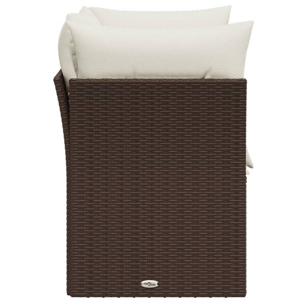 vidaXL Garden Sofa with Cushions 2-Seater Brown Poly Rattan