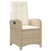 vidaXL 3 Piece Garden Dining Set with Cushions Beige Poly Rattan