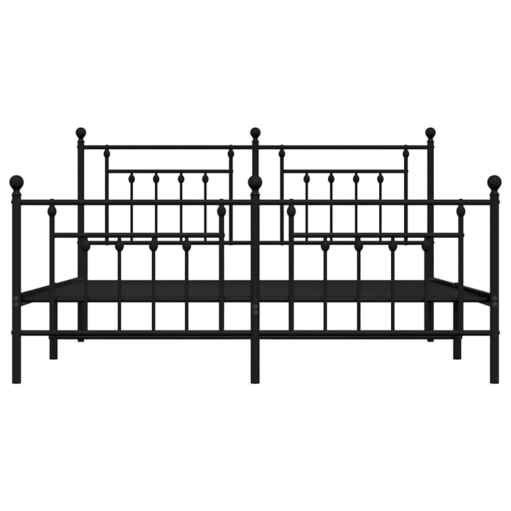 vidaXL Metal Bed Frame without Mattress with Footboard Black 183x213cm