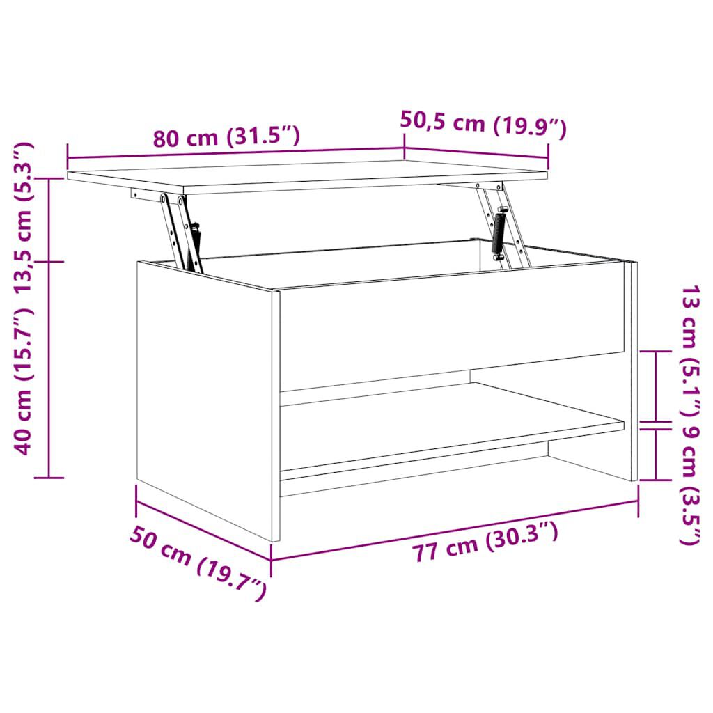 vidaXL Coffee Table Concrete Grey 80x50x40 cm Engineered Wood