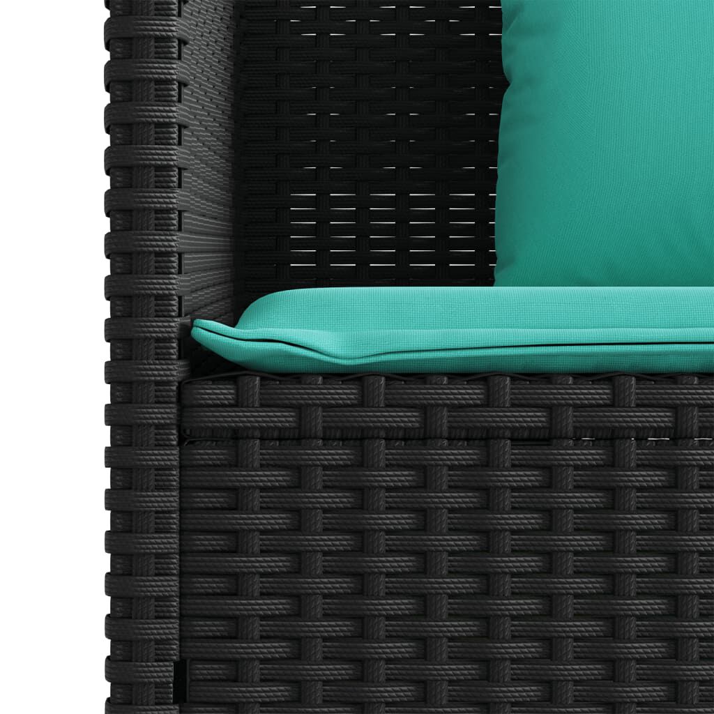 vidaXL Garden Bench with Cushions Black Poly Rattan