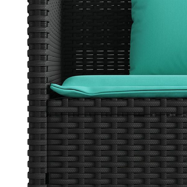 vidaXL Garden Bench with Cushions Black Poly Rattan