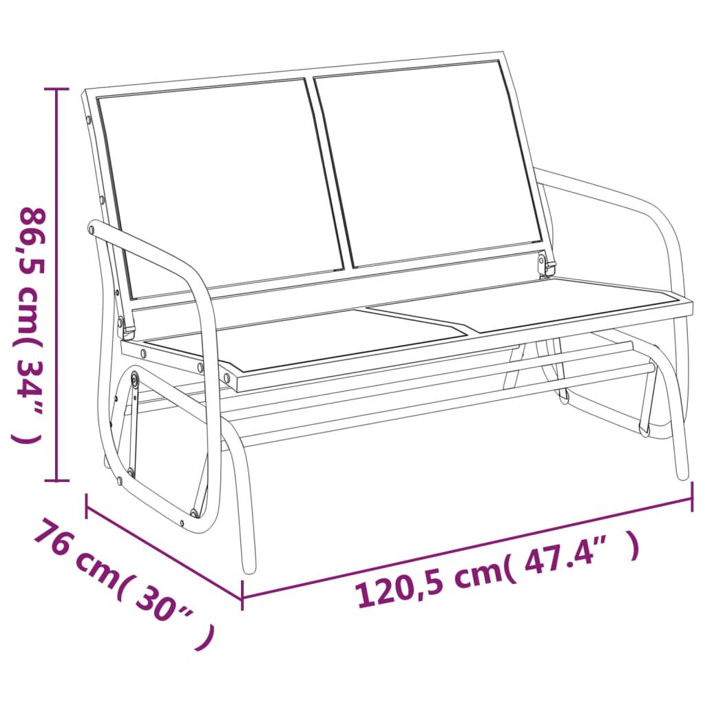 vidaXL Garden Glider Bench Brown120.5x76x86.5 cm Textilene&Steel