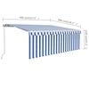 vidaXL Manual Retractable Awning with Blind 4x3m Blue&White