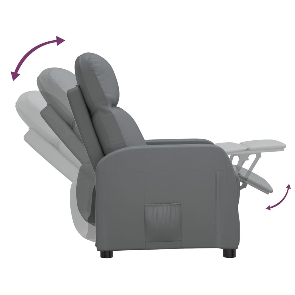 vidaXL Recliner Chair Anthracite Grey Faux Leather