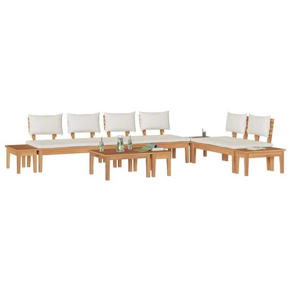 vidaXL Garden Bench Set with Cushion 5 pcs Brown and Cream