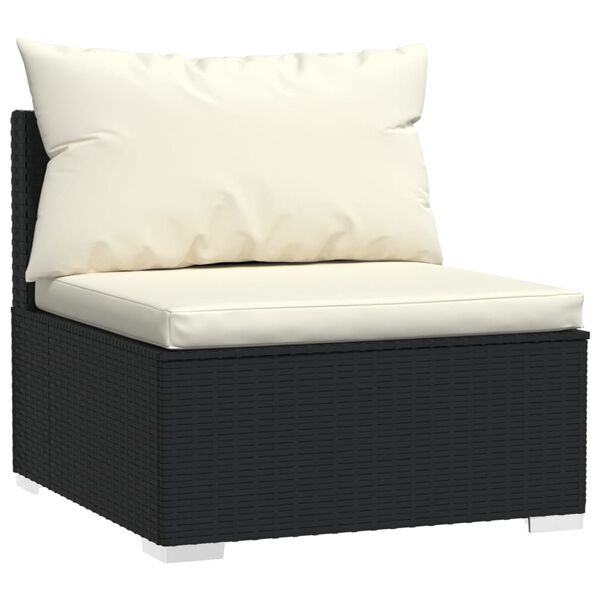 vidaXL 4-Seater Sofa with Cushions Black Poly Rattan