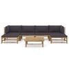 vidaXL 7 Piece Garden Lounge Set with Dark Grey Cushions Bamboo