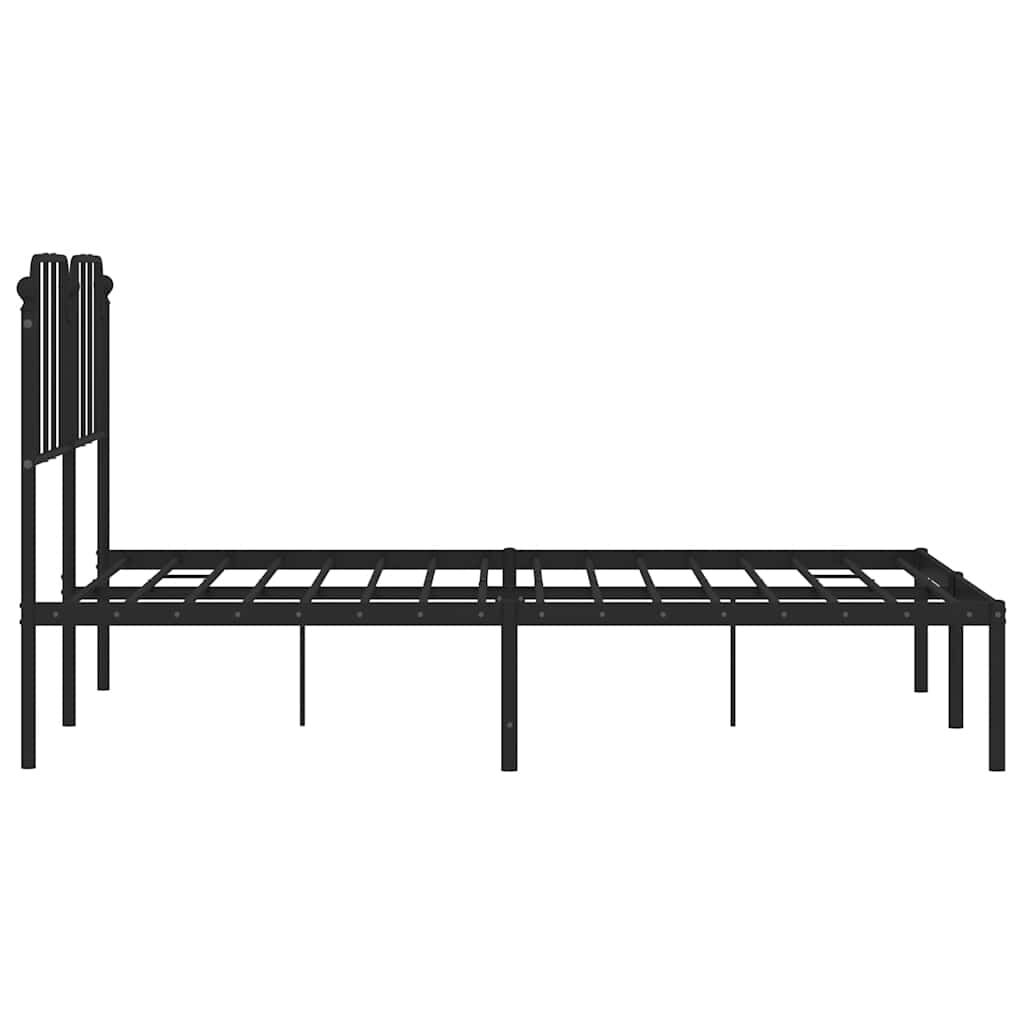 vidaXL Metal Bed Frame without Mattress with Headboard Black 150x200cm