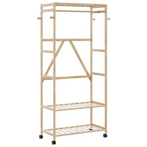 vidaXL Clothes Rack with Shelves and Wheels 90x40x179.5 cm Bamboo