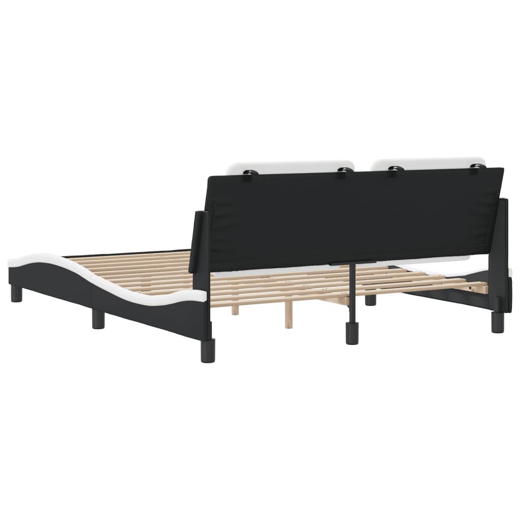 vidaXL Bed Frame without Mattress Black and White 152x203 cm Faux Leather