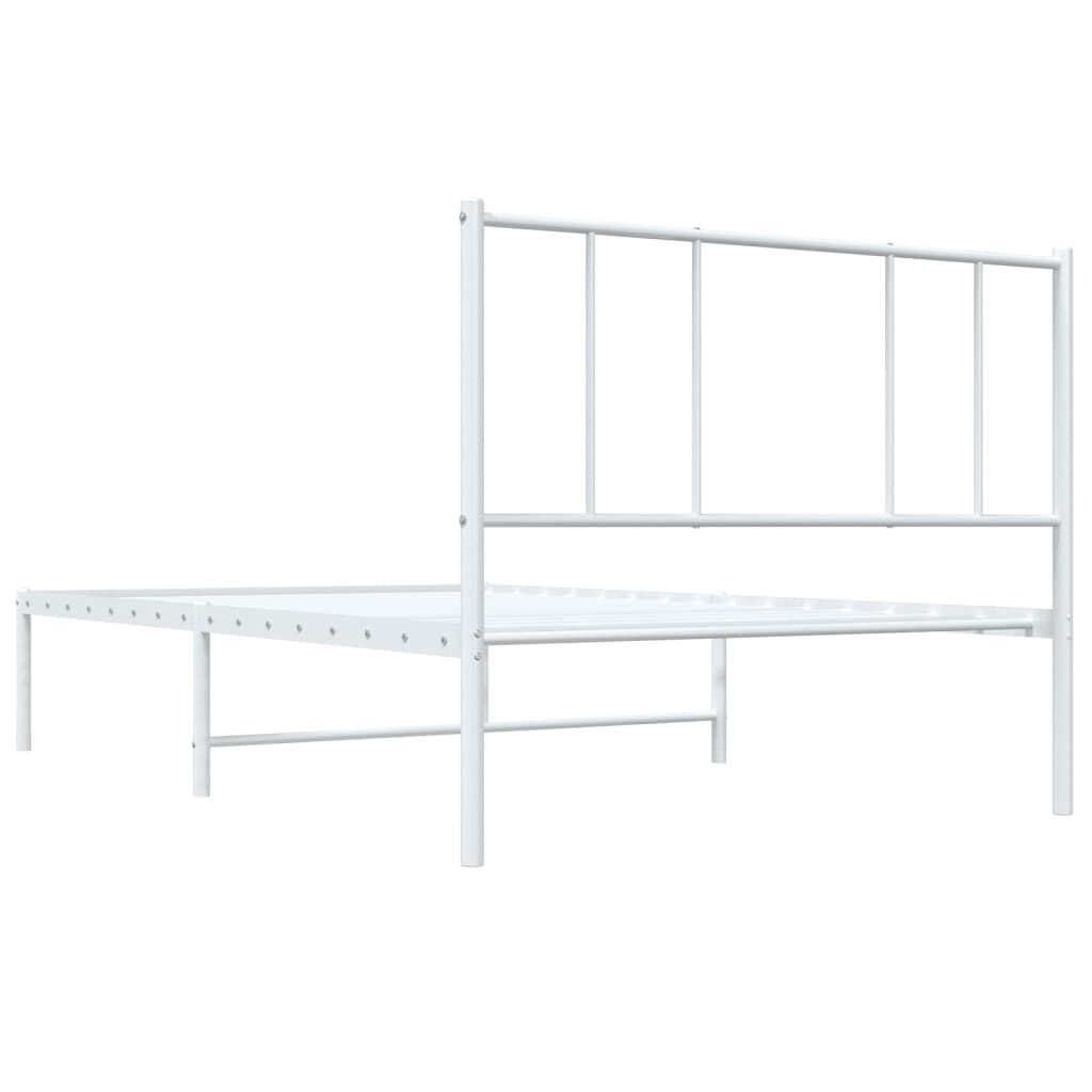 vidaXL Metal Bed Frame without Mattress with Headboard White 100x190cm